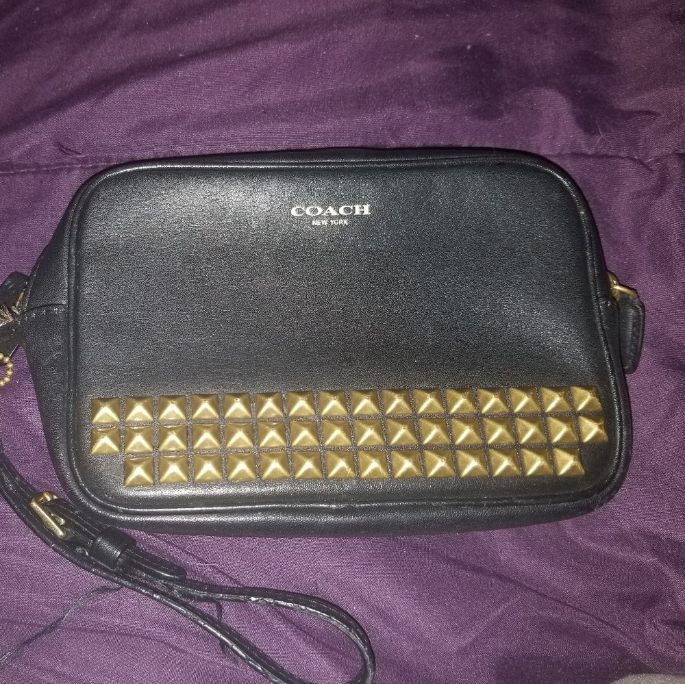 Black studded coach wristlet